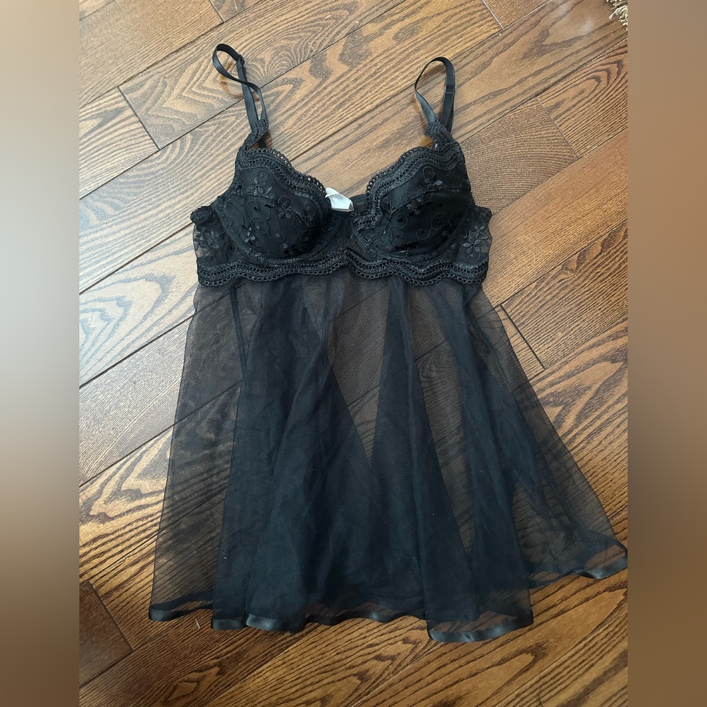 Shirley of Hollywood Black Sheer Lace Chemise